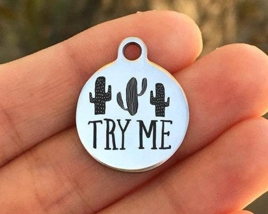 Try Me Charms Custom Engraved Charms Personalized Stainless Steel Charms BULK Options ZF751 - Avy + Tay