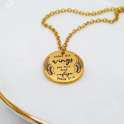 UNDER HIS WINGS YOU WILL FIND REFUGE NECKLACE - Avy + Tay