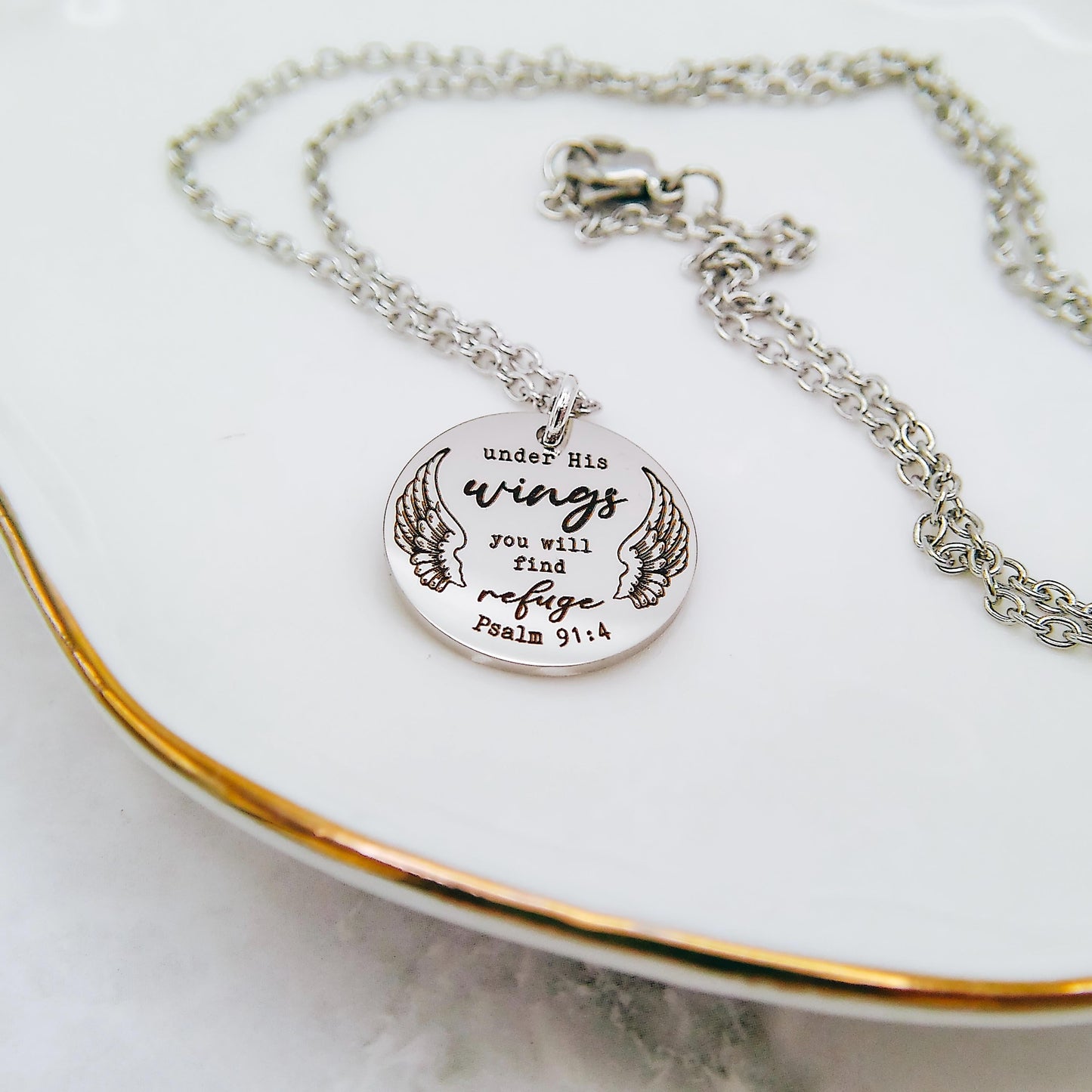 UNDER HIS WINGS YOU WILL FIND REFUGE NECKLACE - Avy + Tay