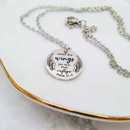 UNDER HIS WINGS YOU WILL FIND REFUGE NECKLACE - Avy + Tay