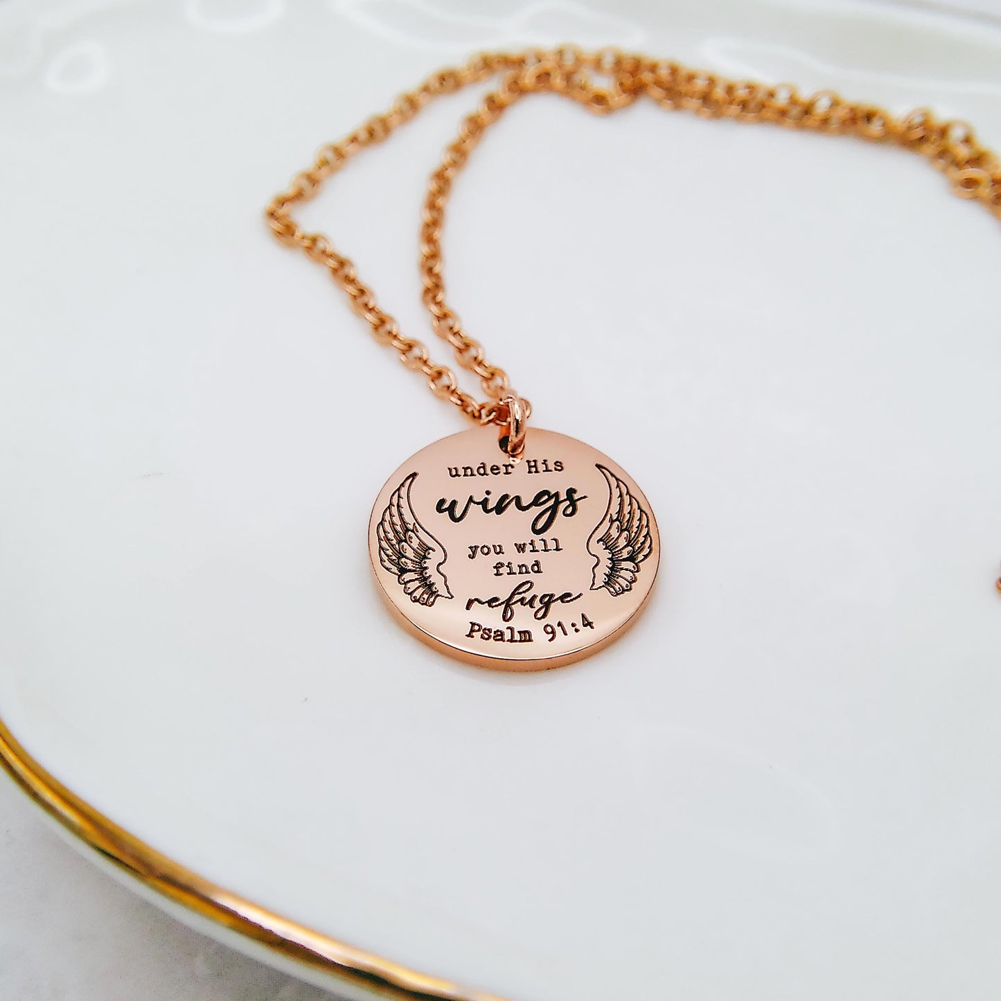 UNDER HIS WINGS YOU WILL FIND REFUGE NECKLACE - Avy + Tay