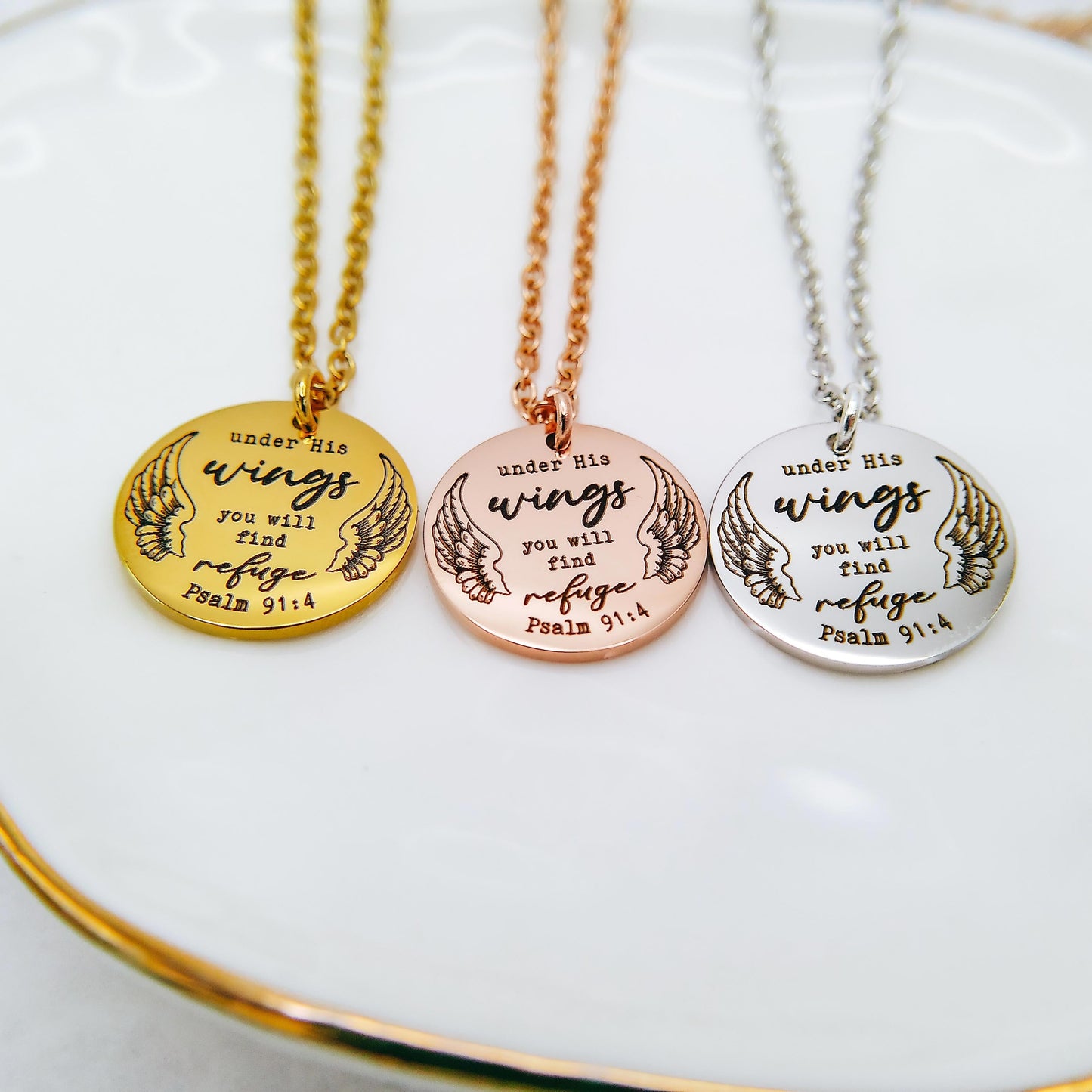 UNDER HIS WINGS YOU WILL FIND REFUGE NECKLACE - Avy + Tay