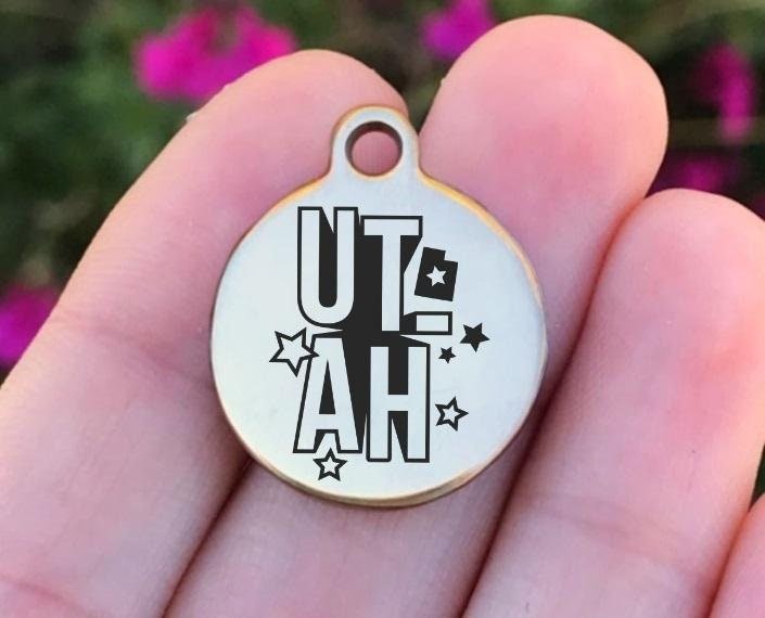 Utah Charms Custom Engraved Charms Personalized Stainless Steel Charms BULK Options ZF1564 - Avy + Tay