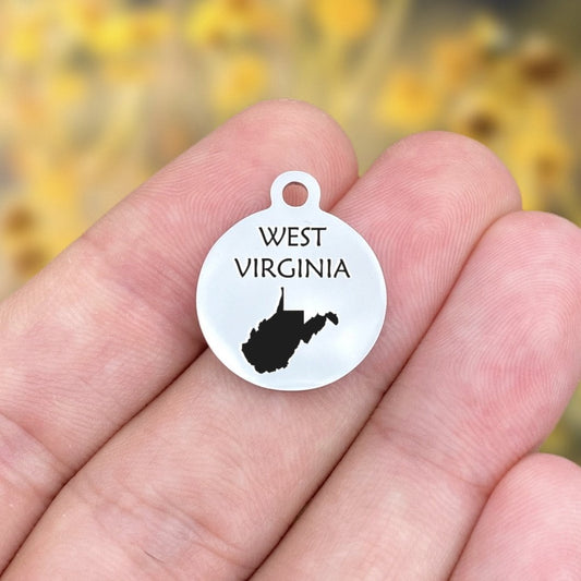 West Virginia Charms Custom Engraved Charms Personalized Stainless Steel Charms BULK Options ZF90 - Avy + Tay