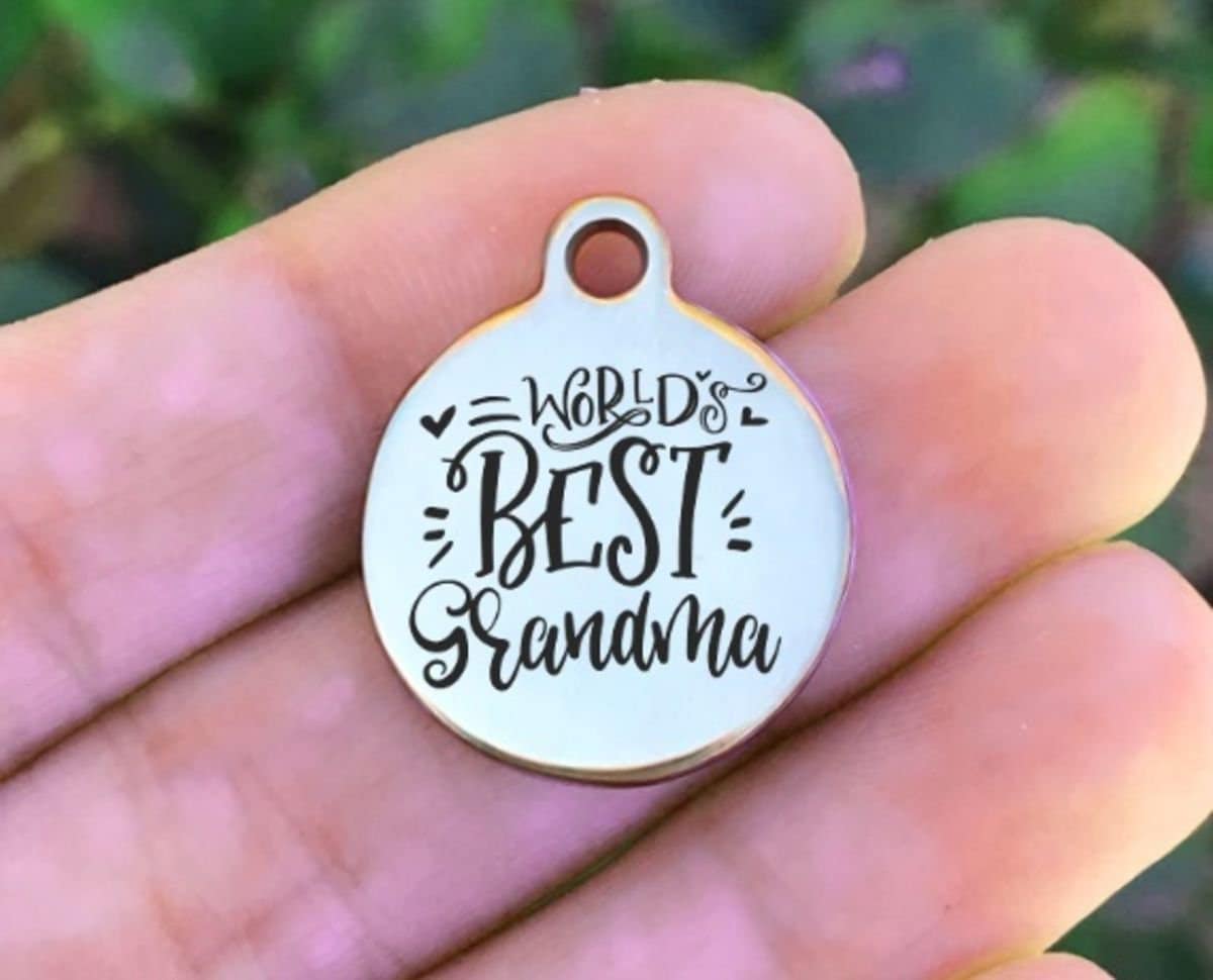 World's Best Grandma Charms Custom Engraved Charms Personalized Stainless Steel Charms BULK Options ZF757 - Avy + Tay