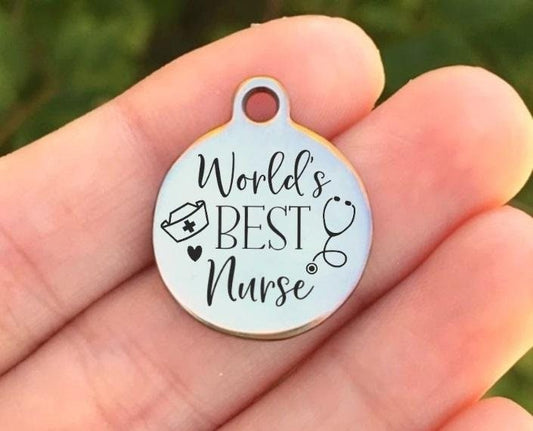 World's Best Nurse Charms Custom Engraved Charms Personalized Stainless Steel Charms BULK Options ZF1363 - Avy + Tay