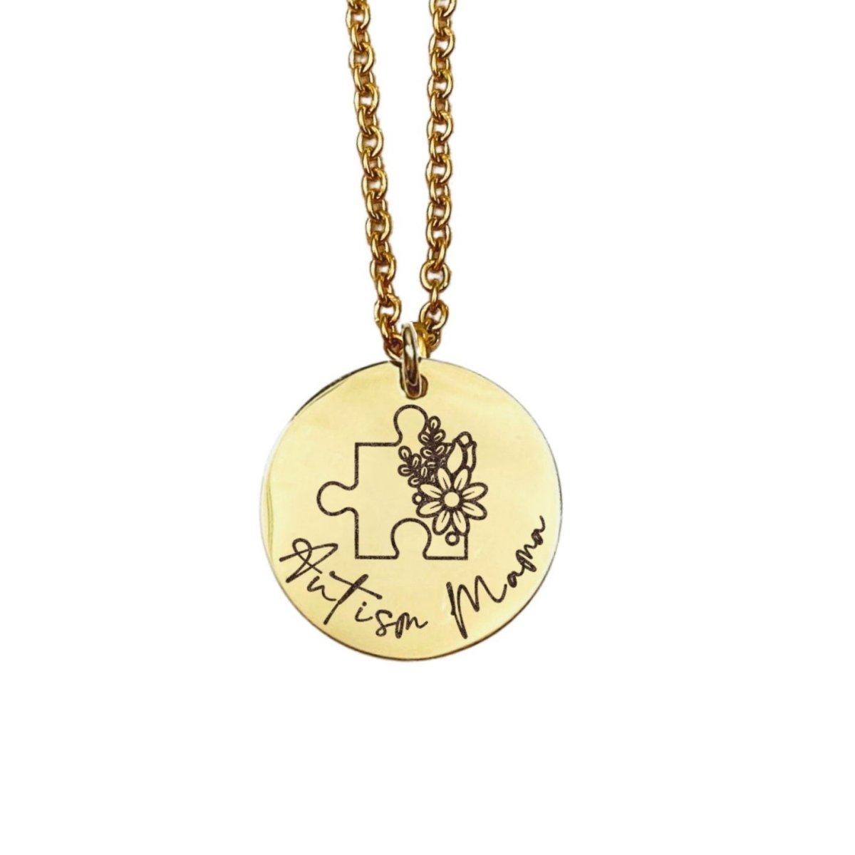 Avy + Tay - Autism Mama Necklace - 14k Gold Plated Stainless Steel - Autism Necklace - Handmade Jewelry - Made in USA - Avy + Tay