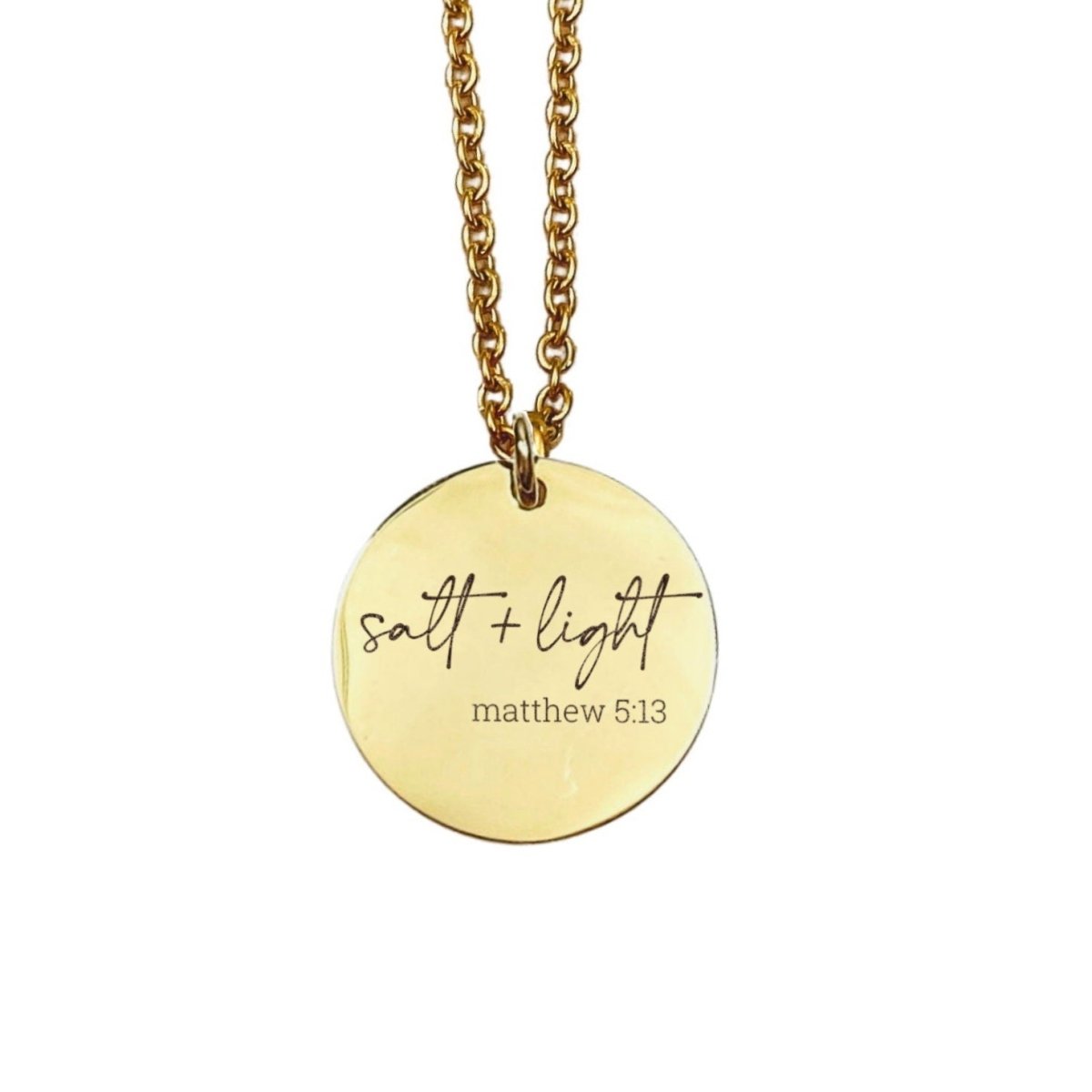 Avy + Tay - Salt + Light Matthew 5:13 Necklace - 14k Gold Plated Stainless Steel - Faith Necklace - Handmade Jewelry - Made in USA - Avy + Tay