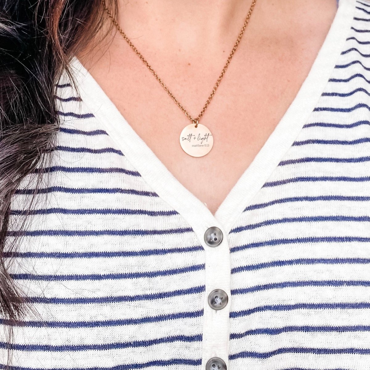 Avy + Tay - Salt + Light Matthew 5:13 Necklace - 14k Gold Plated Stainless Steel - Faith Necklace - Handmade Jewelry - Made in USA - Avy + Tay