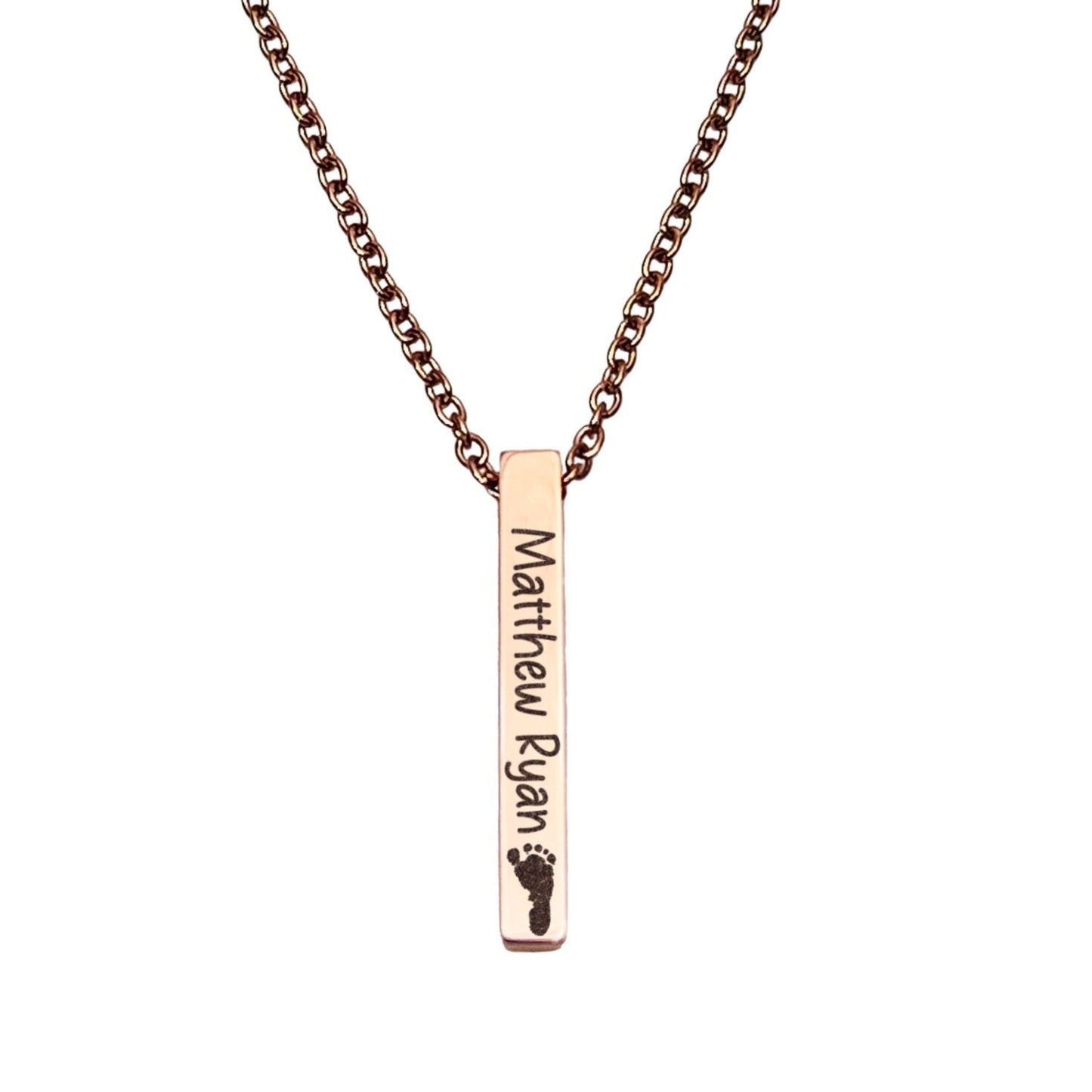 BABY BIRTH STATS 3D BAR NECKLACE - Avy + Tay