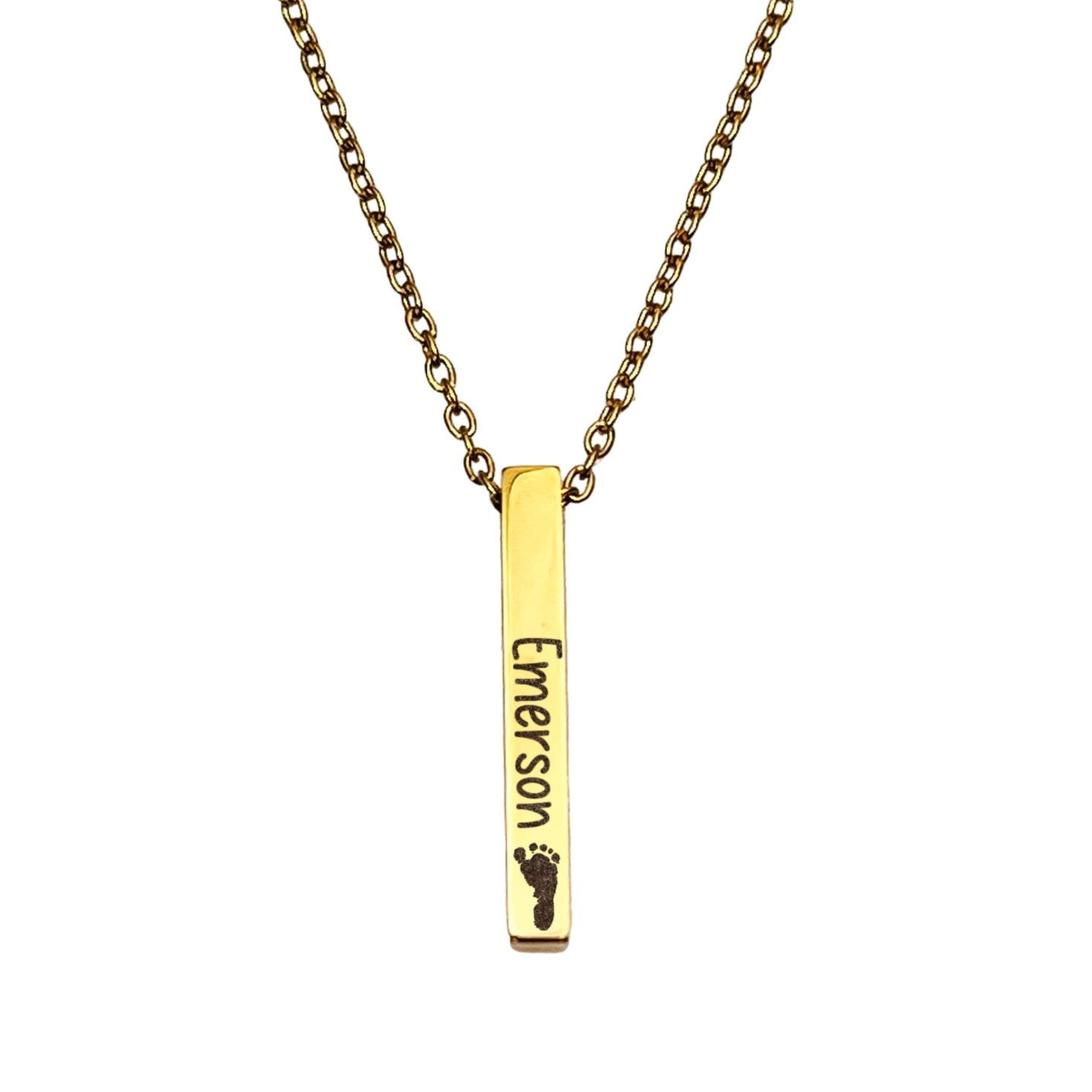 BABY BIRTH STATS 3D BAR NECKLACE - Avy + Tay