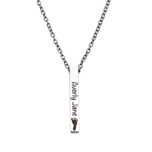 BABY BIRTH STATS 3D BAR NECKLACE - Avy + Tay