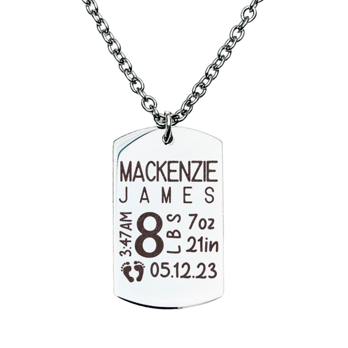 BABY BIRTH STATS MEN'S NECKACE - Avy + Tay