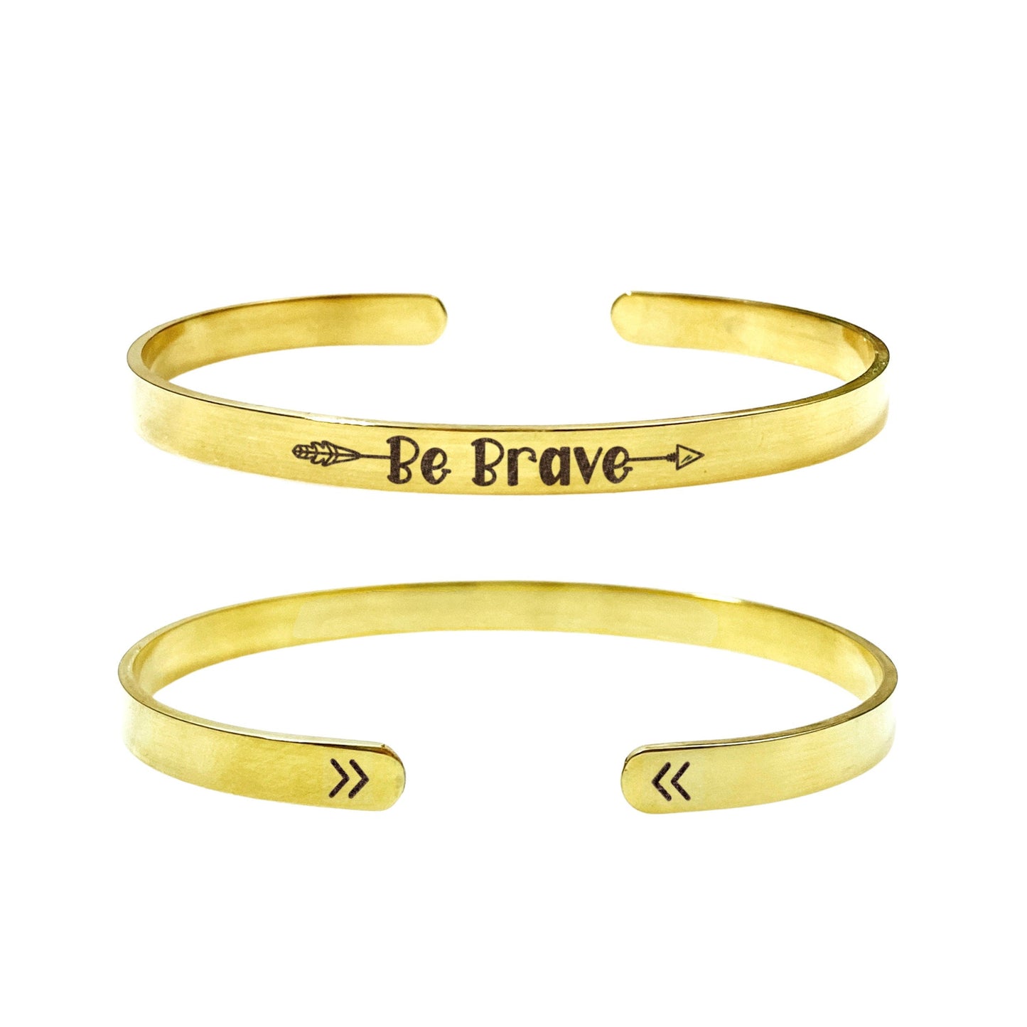 Be Brave Cuff Bracelet 14k Gold Plated Stainless Steel Inspirational Bracelet Handmade Jewelry Made in USA - Avy + Tay