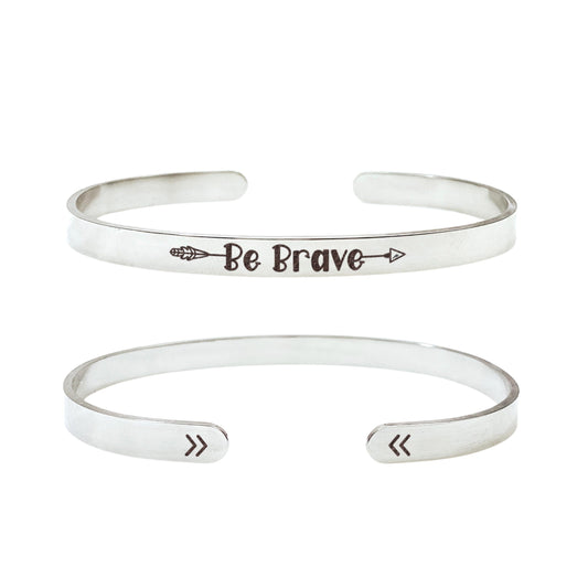 Be Brave Cuff Bracelet 14k Gold Plated Stainless Steel Inspirational Bracelet Handmade Jewelry Made in USA - Avy + Tay