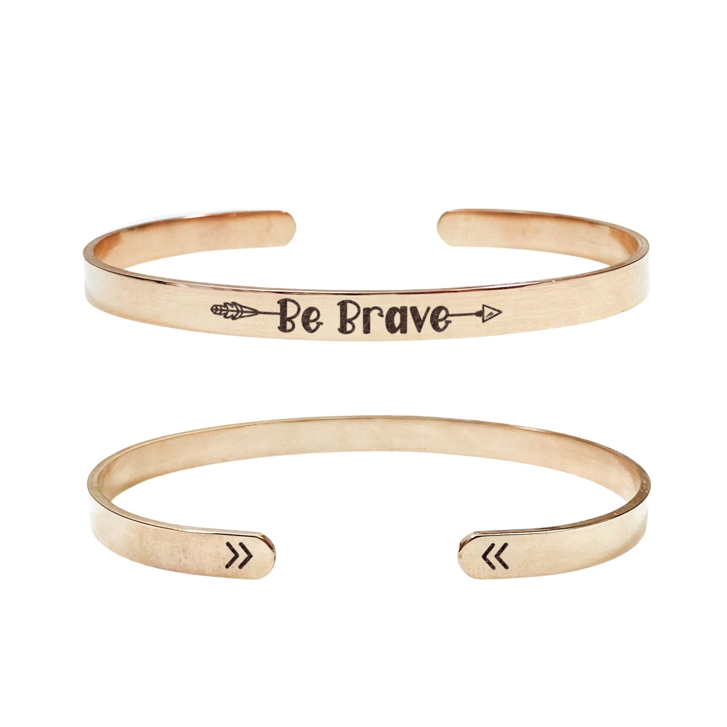 Be Brave Cuff Bracelet 14k Gold Plated Stainless Steel Inspirational Bracelet Handmade Jewelry Made in USA - Avy + Tay