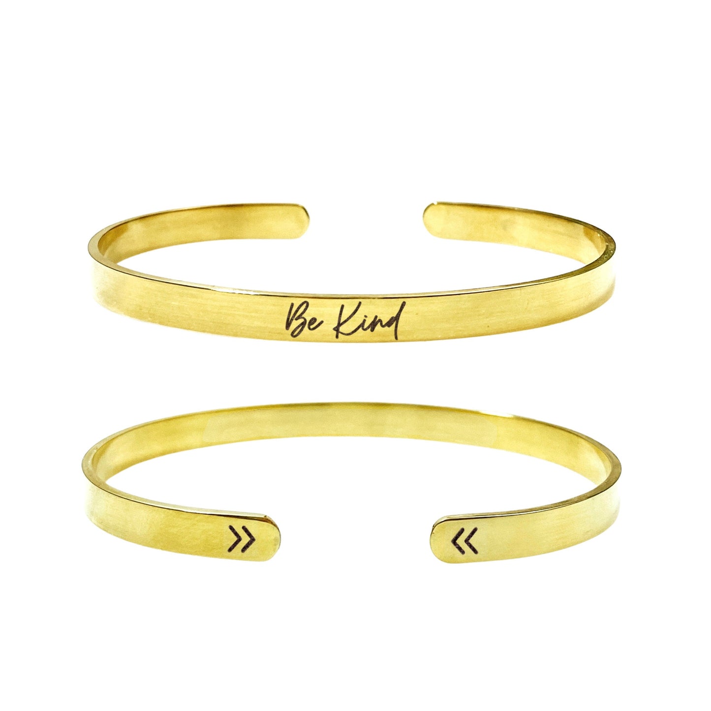 Be Kind Cuff Bracelet 14k Gold Plated Stainless Steel Inspirational Bracelet Handmade Jewelry Made in USA - Avy + Tay