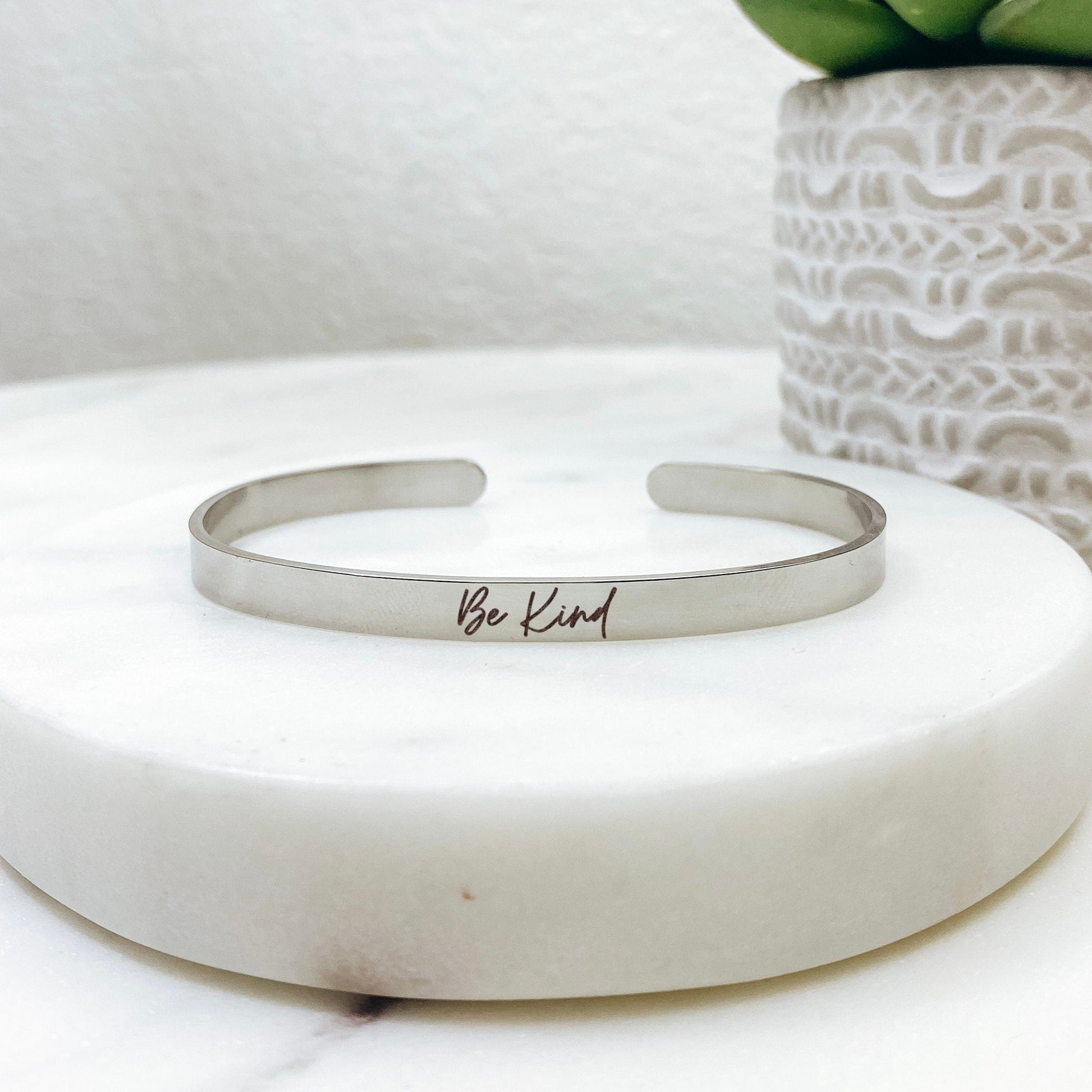 Be Kind Cuff Bracelet 14k Gold Plated Stainless Steel Inspirational Bracelet Handmade Jewelry Made in USA - Avy + Tay