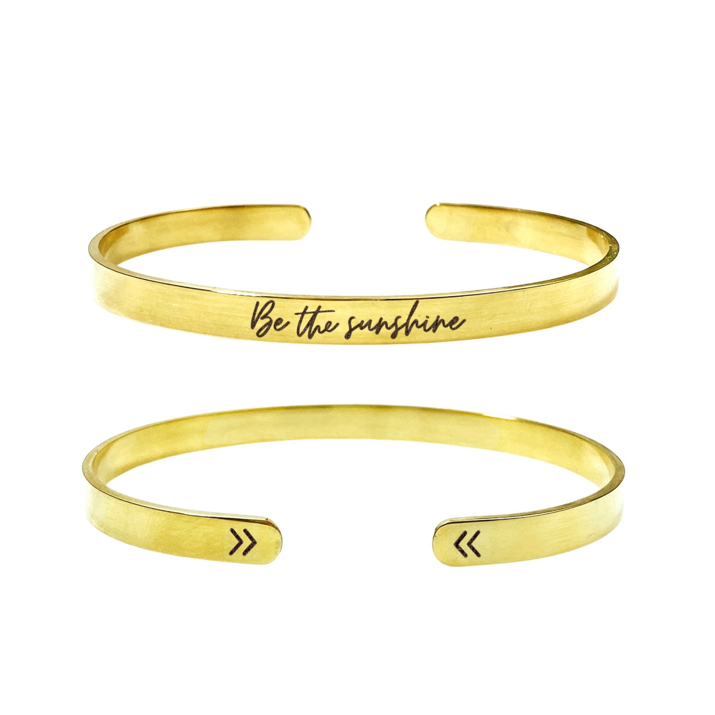 Be The Sunshine Cuff Bracelet 14k Gold Plated Stainless Steel Inspirational Bracelet Handmade Jewelry Made in USA - Avy + Tay