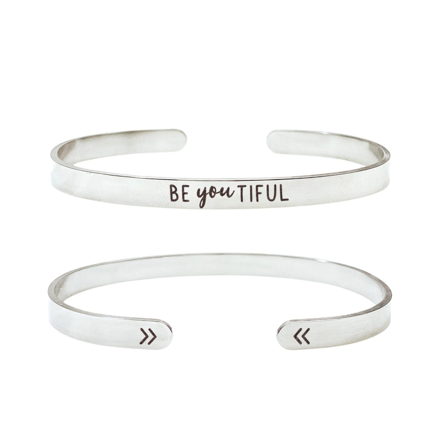 Be You Tiful Cuff Bracelet 14k Gold Plated Stainless Steel Inspirational Bracelet Handmade Jewelry Made in USA - Avy + Tay