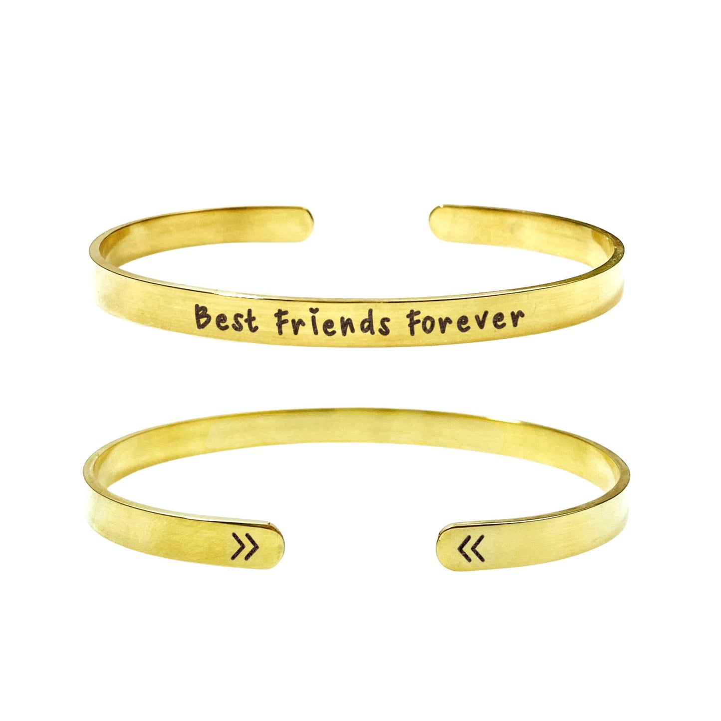 Best Friends Forever Cuff Bracelet 14k Gold Plated Stainless Steel Inspirational Bracelet Handmade Jewelry Made in USA - Avy + Tay