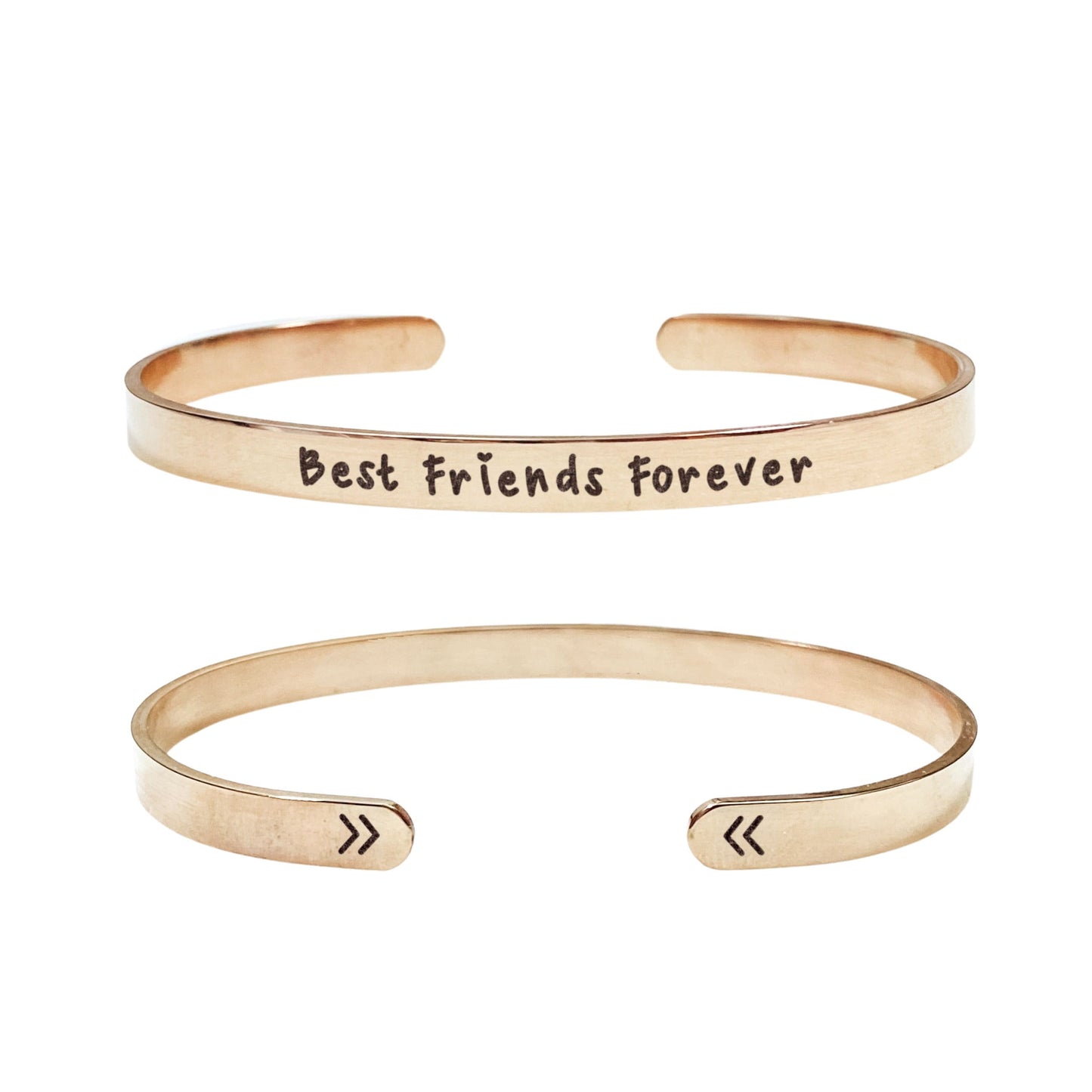 Best Friends Forever Cuff Bracelet 14k Gold Plated Stainless Steel Inspirational Bracelet Handmade Jewelry Made in USA - Avy + Tay