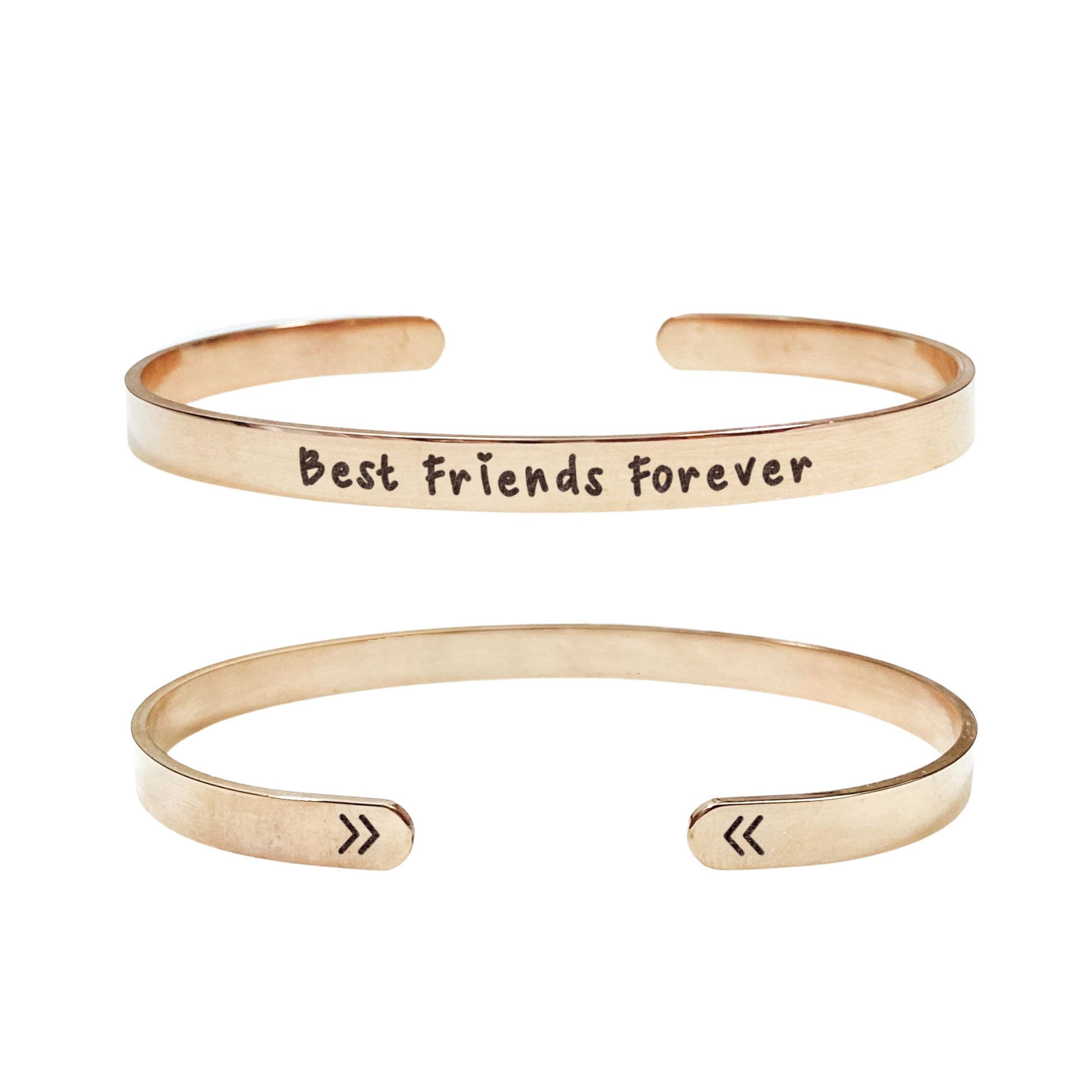 Best Friends Forever Cuff Bracelet 14k Gold Plated Stainless Steel Inspirational Bracelet Handmade Jewelry Made in USA - Avy + Tay