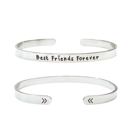 Best Friends Forever Cuff Bracelet 14k Gold Plated Stainless Steel Inspirational Bracelet Handmade Jewelry Made in USA - Avy + Tay