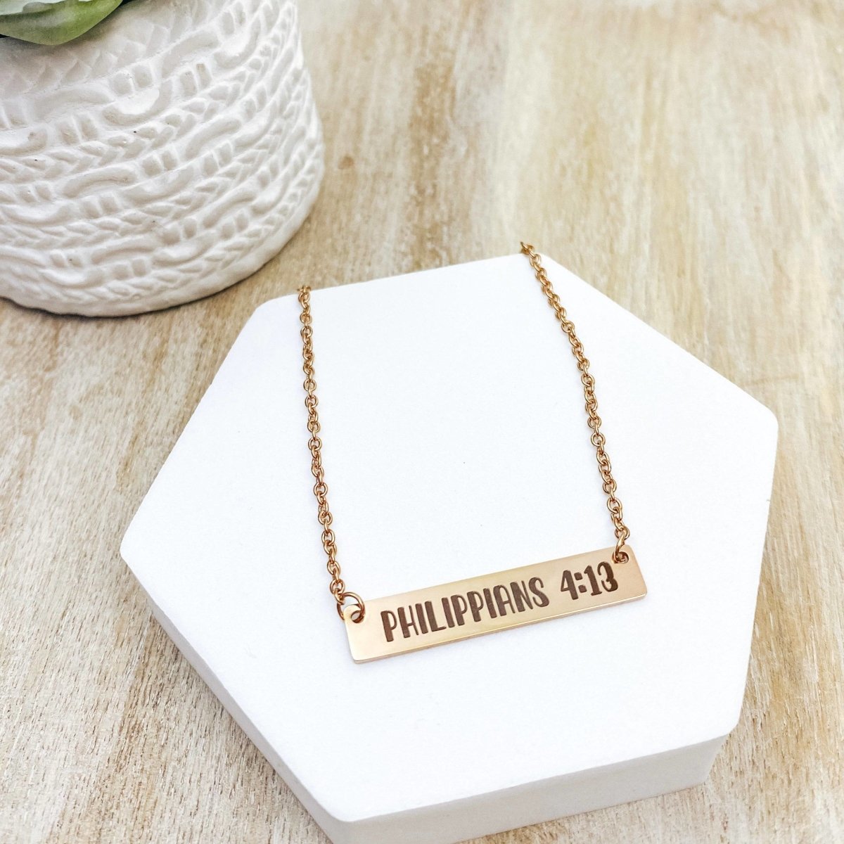 BIBLE VERSE BAR NECKLACE - Avy + Tay