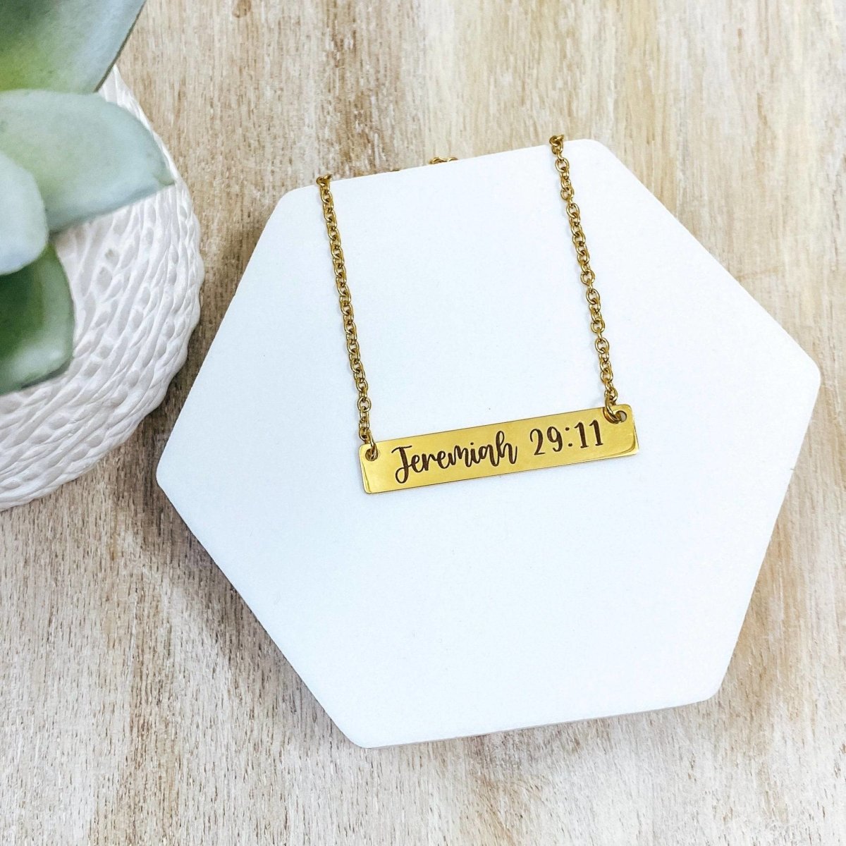 BIBLE VERSE BAR NECKLACE - Avy + Tay