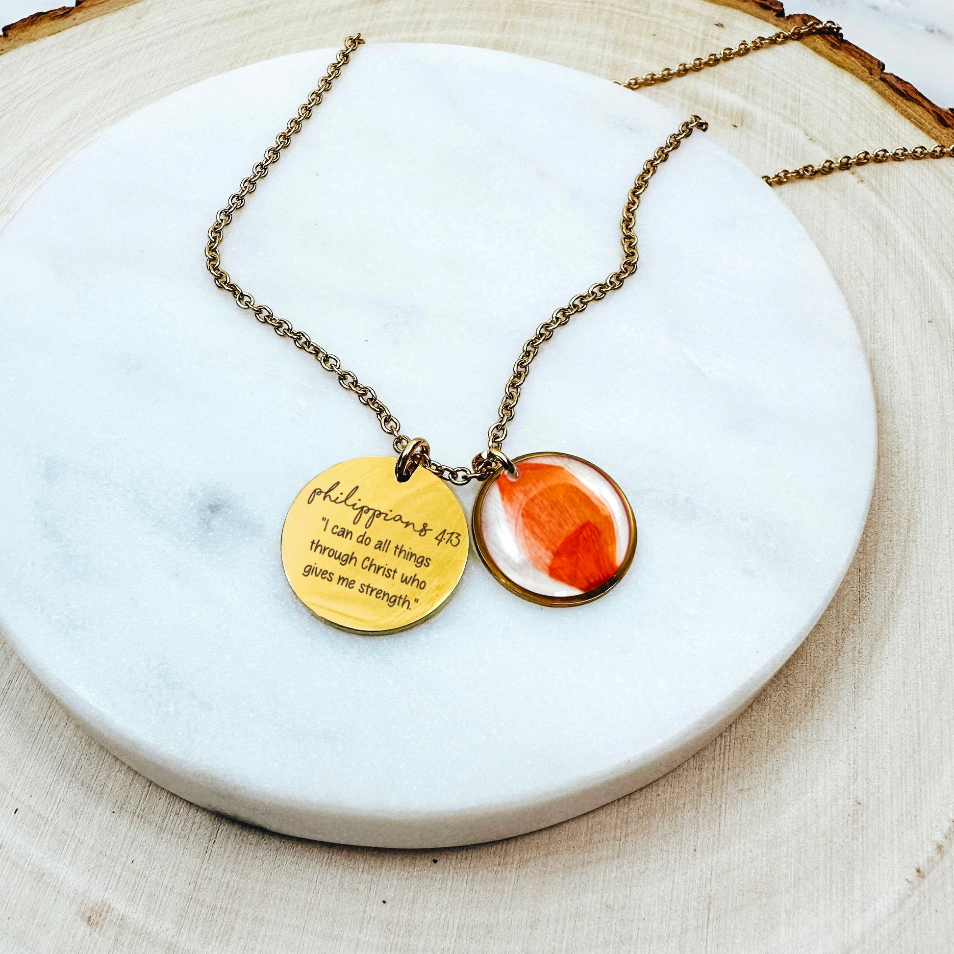 BIBLE VERSE + REAL BIRTH FLOWER NECKLACE - Avy + Tay