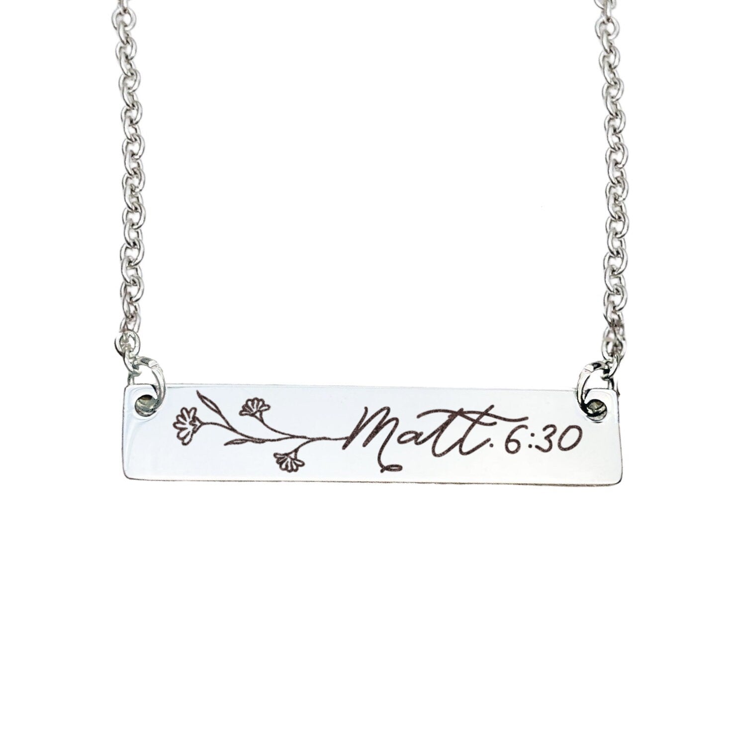 BIBLE VERSE WILDFLOWER BAR NECKLACE - Avy + Tay