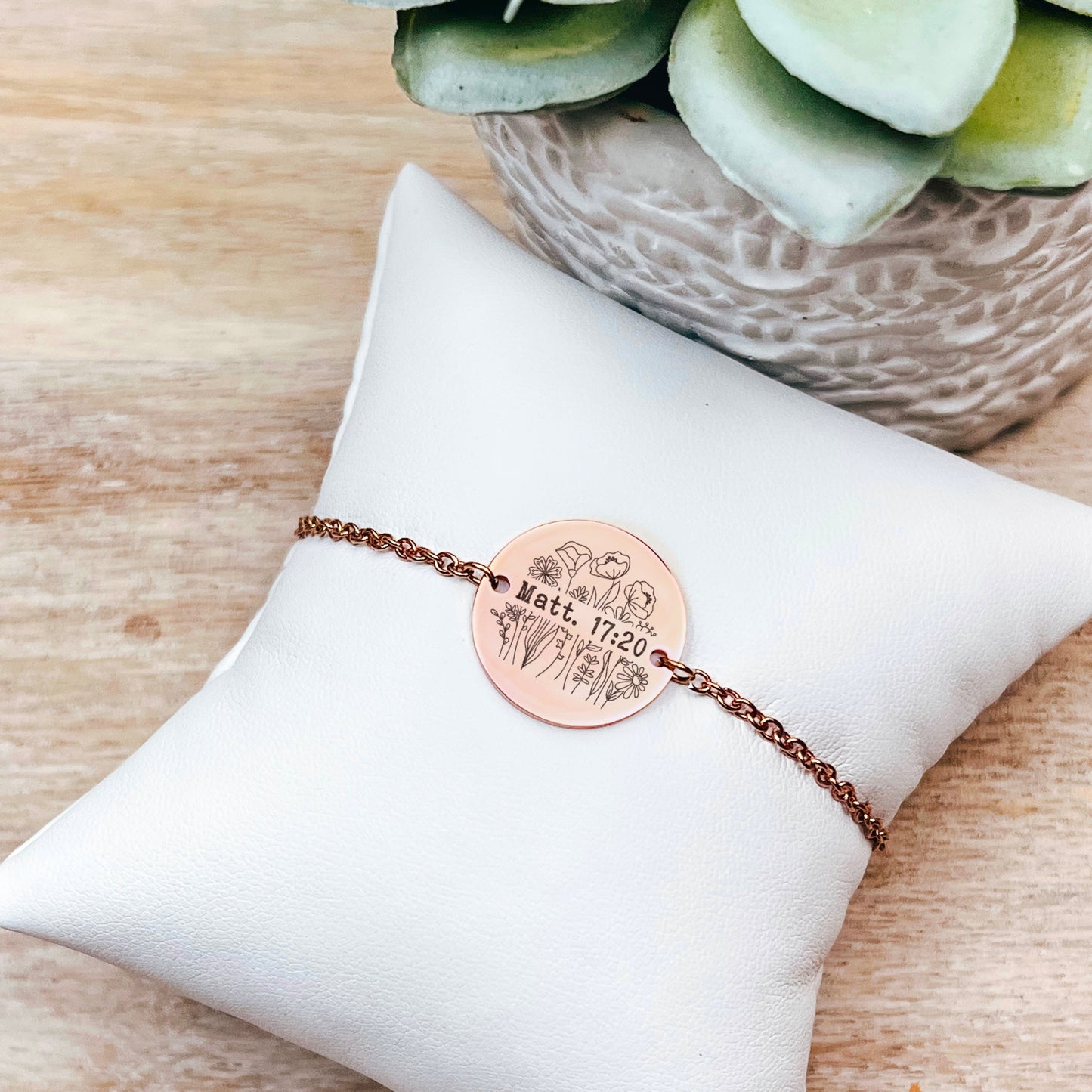 BIBLE VERSE WILDFLOWER FRAME BRACELET - Avy + Tay