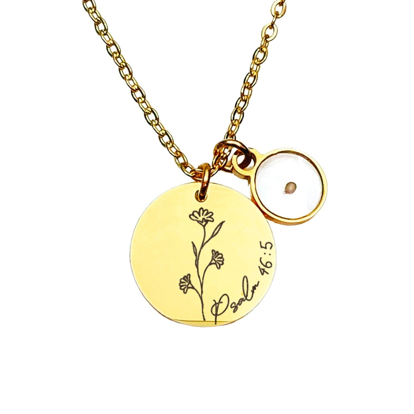 BIBLE VERSE WILDFLOWER + MUSTARD SEED NECKLACE - Avy + Tay