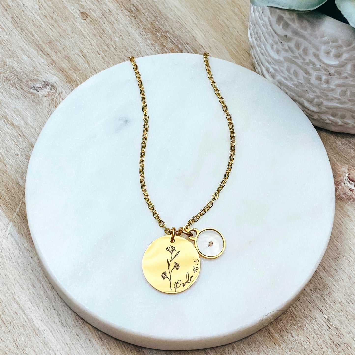 BIBLE VERSE WILDFLOWER + MUSTARD SEED NECKLACE - Avy + Tay