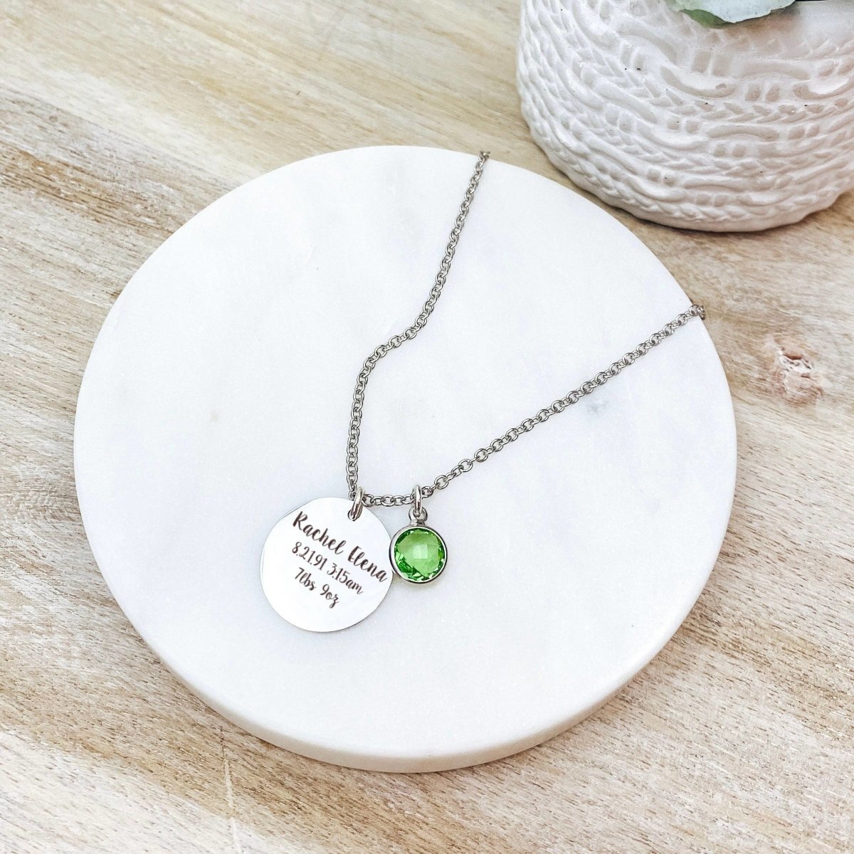 BIRTH ANNOUNCEMENT BIRTHSTONE NECKLACE - Avy + Tay