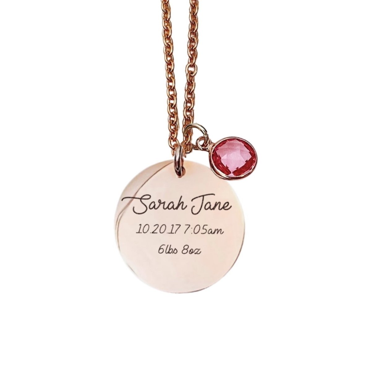 BIRTH ANNOUNCEMENT BIRTHSTONE NECKLACE - Avy + Tay