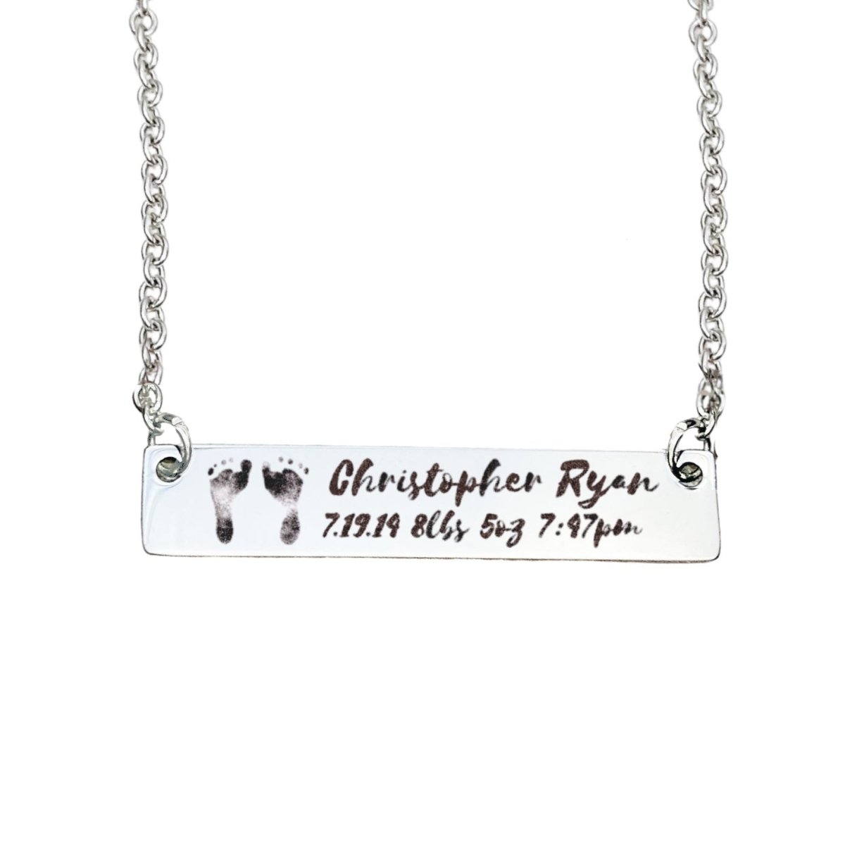 BIRTH ANNOUNCEMENT FOOTPRINT NECKLACE - Avy + Tay