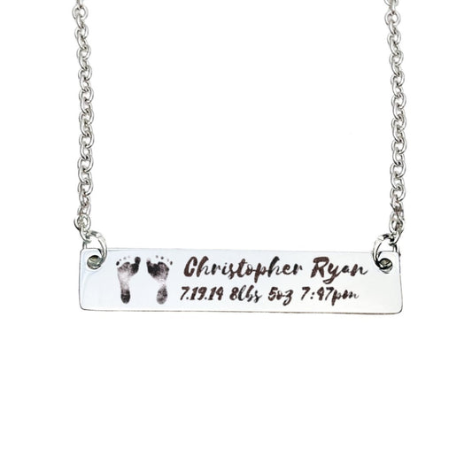 BIRTH ANNOUNCEMENT FOOTPRINT NECKLACE - Avy + Tay