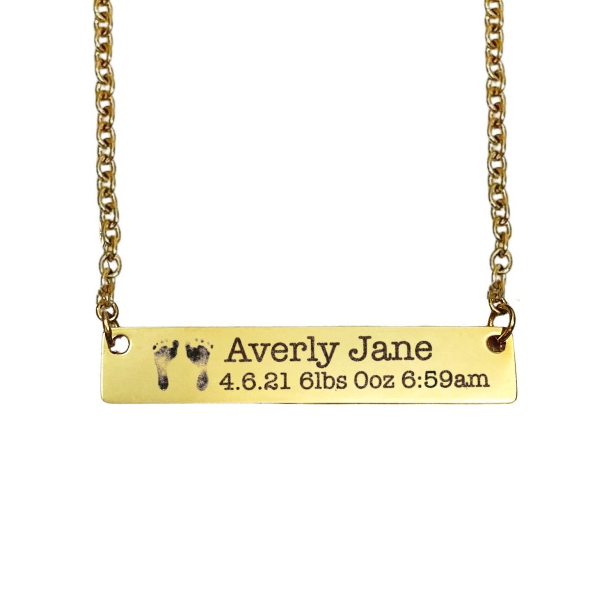 BIRTH ANNOUNCEMENT FOOTPRINT NECKLACE - Avy + Tay