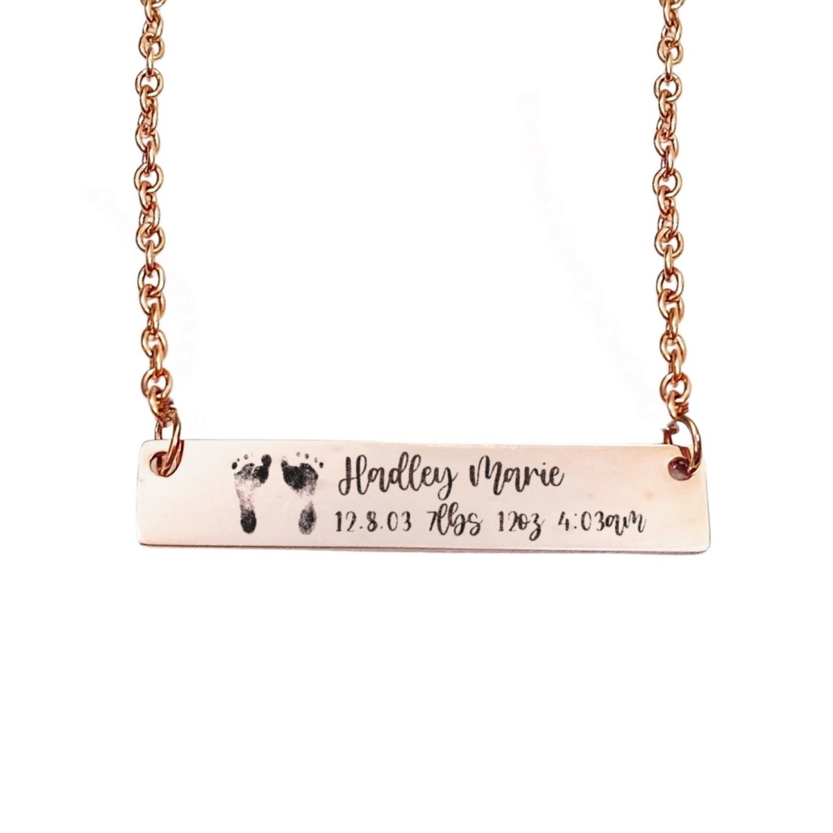 BIRTH ANNOUNCEMENT FOOTPRINT NECKLACE - Avy + Tay