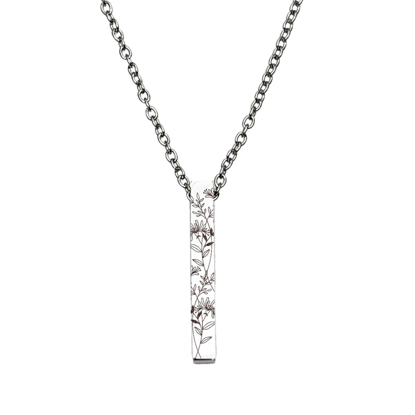 BIRTH FLOWER 3D BAR NECKLACE - Avy + Tay