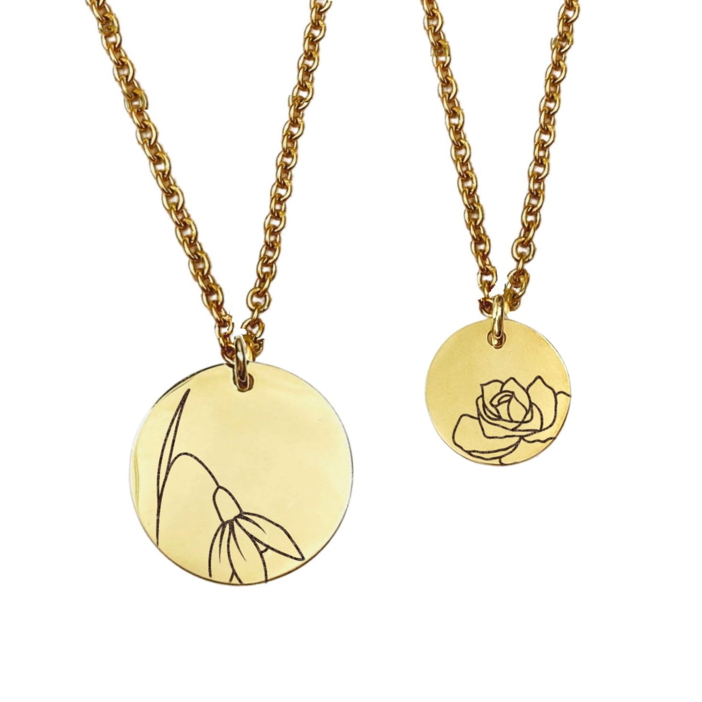 BIRTH FLOWER BUD MOMMY + ME NECKLACE SET - Avy + Tay