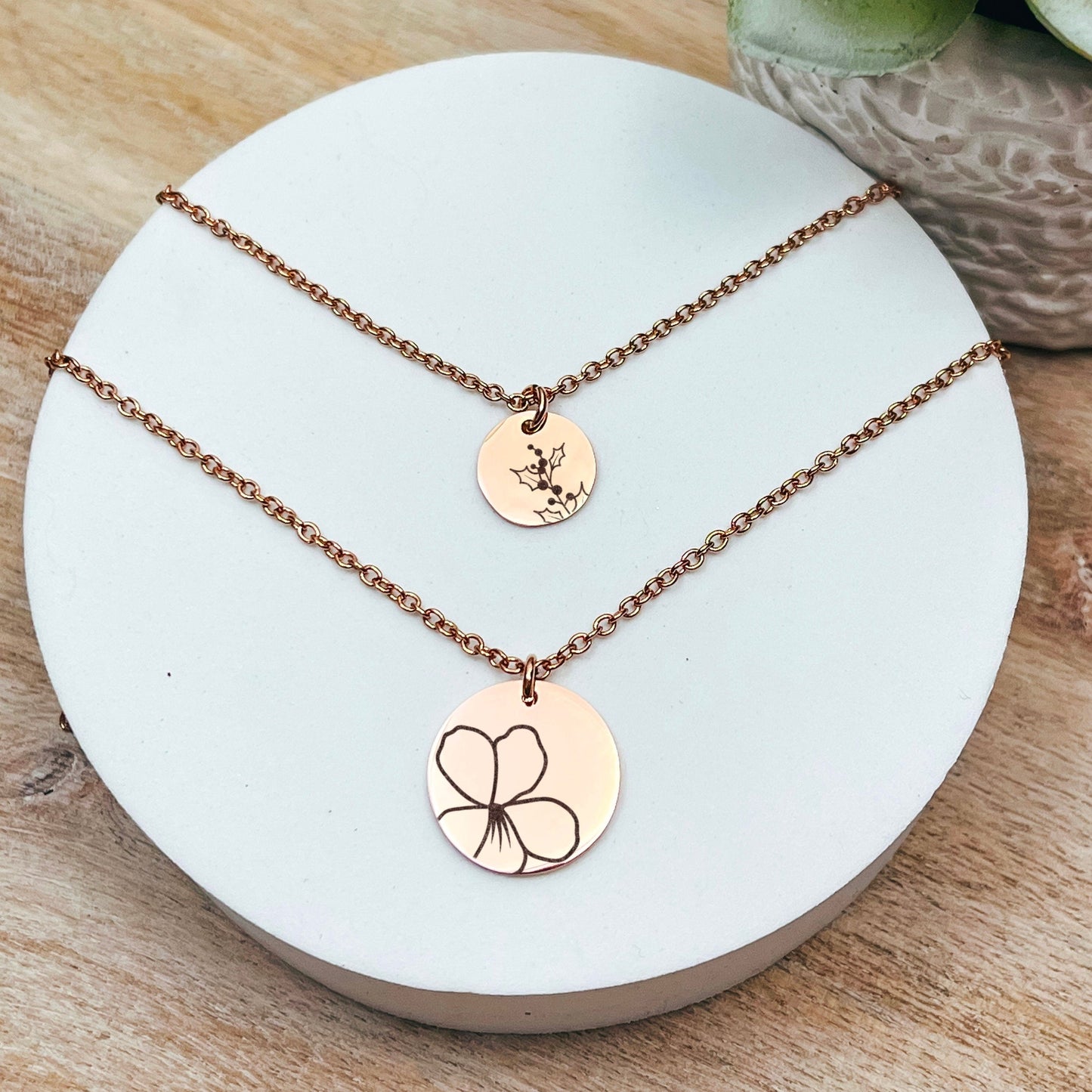 BIRTH FLOWER BUD MOMMY + ME NECKLACE SET - Avy + Tay