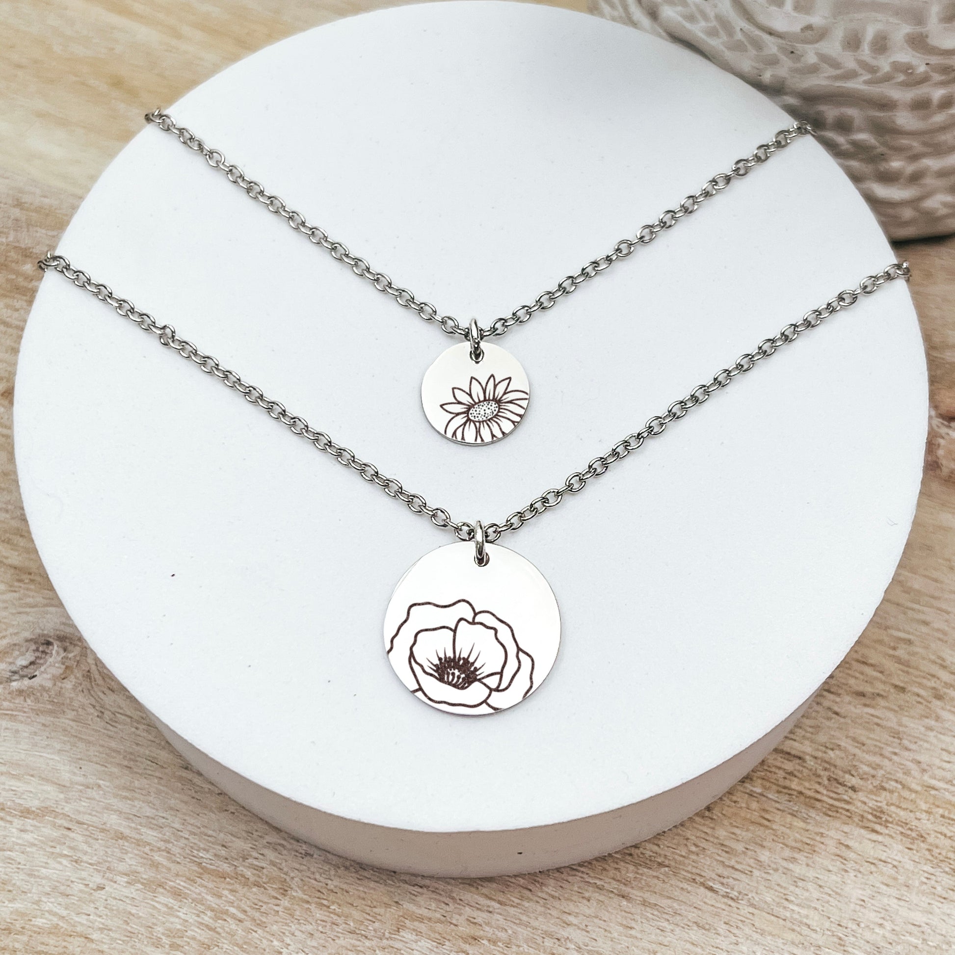 BIRTH FLOWER BUD MOMMY + ME NECKLACE SET - Avy + Tay