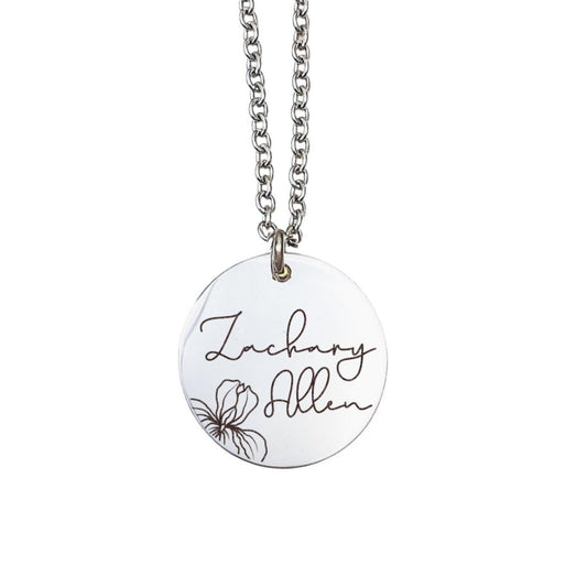 BIRTH FLOWER BUD + NAME NECKLACE - Avy + Tay