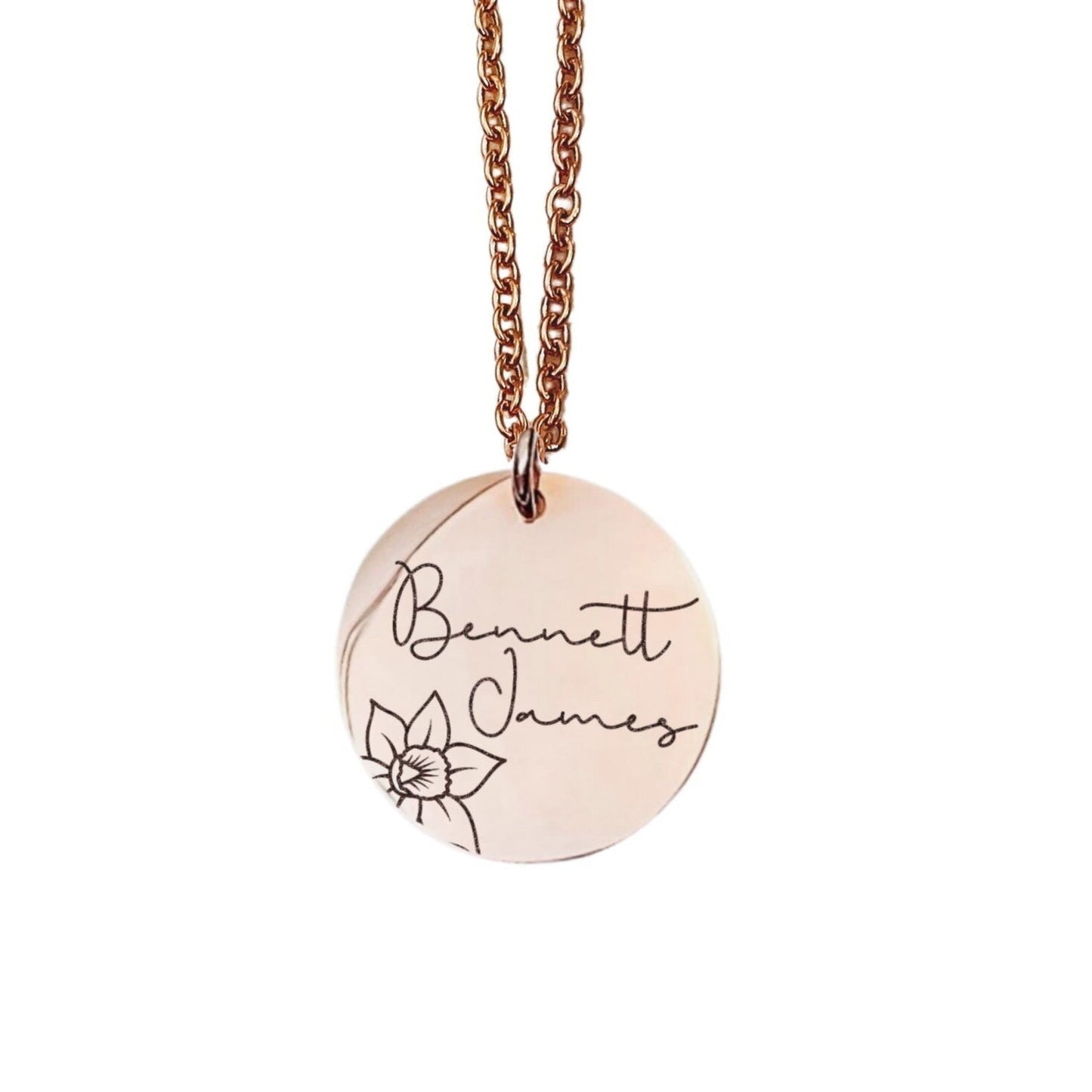 BIRTH FLOWER BUD + NAME NECKLACE - Avy + Tay