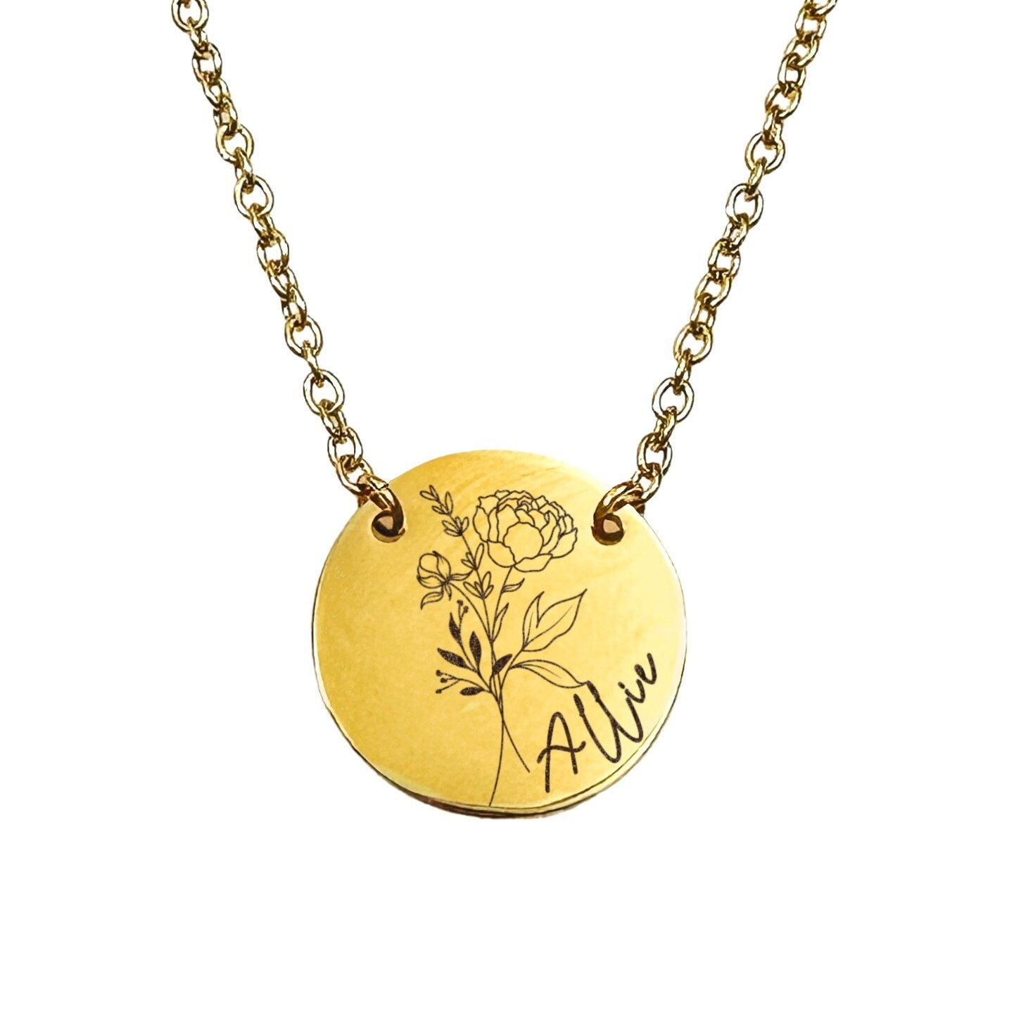 BIRTH FLOWER + NAME NECKLACE - Avy + Tay