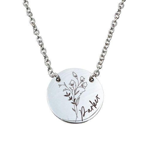 BIRTH FLOWER + NAME NECKLACE - Avy + Tay