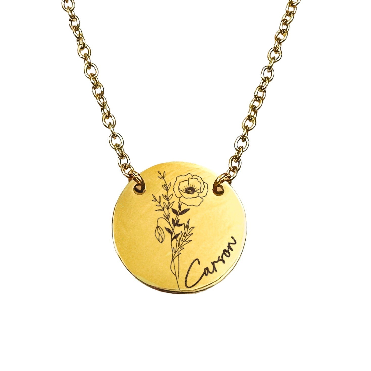 BIRTH FLOWER + NAME NECKLACE - Avy + Tay